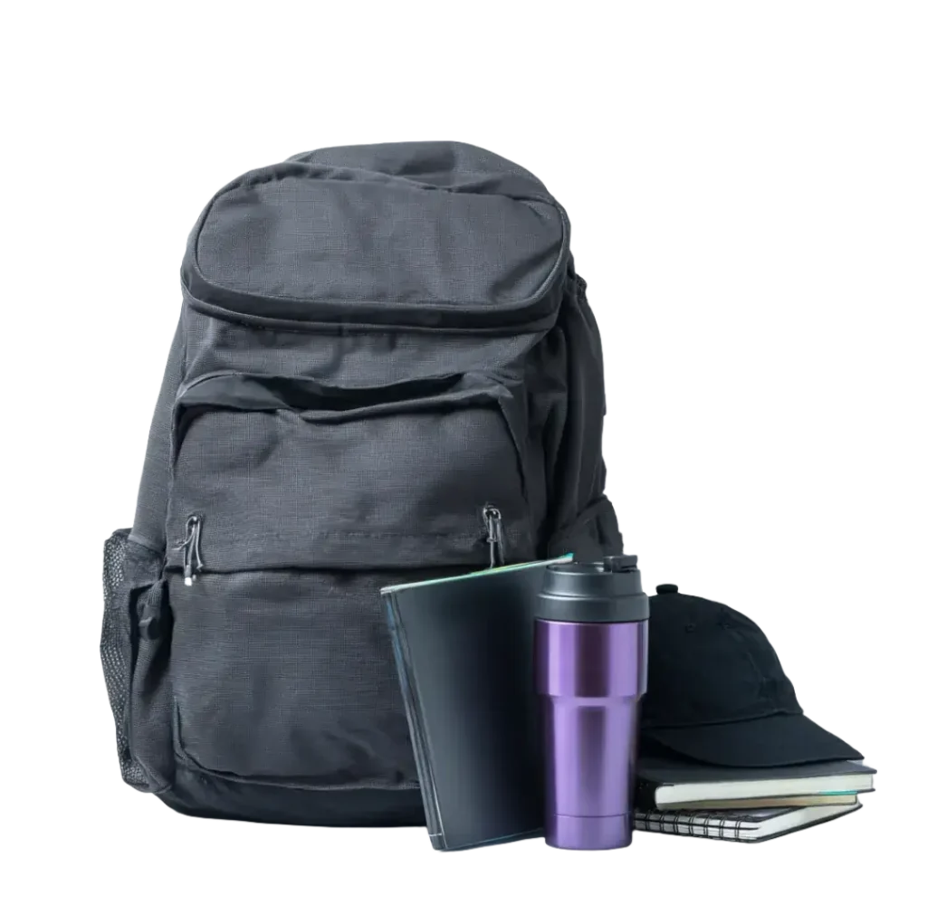 Black Backpack Set with Notebook, Cap, and Travel Tumbler – Perfect for Work, School, and Custom Branding custom backpack with logo